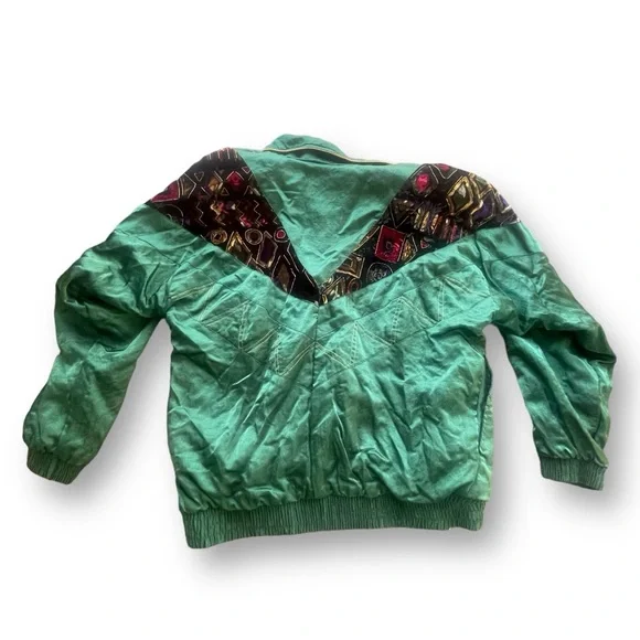 Vintage 90s Emerald Green/Gold Nylon Windbreaker Suit Women's Size Small Sporty - Picture 4 of 16